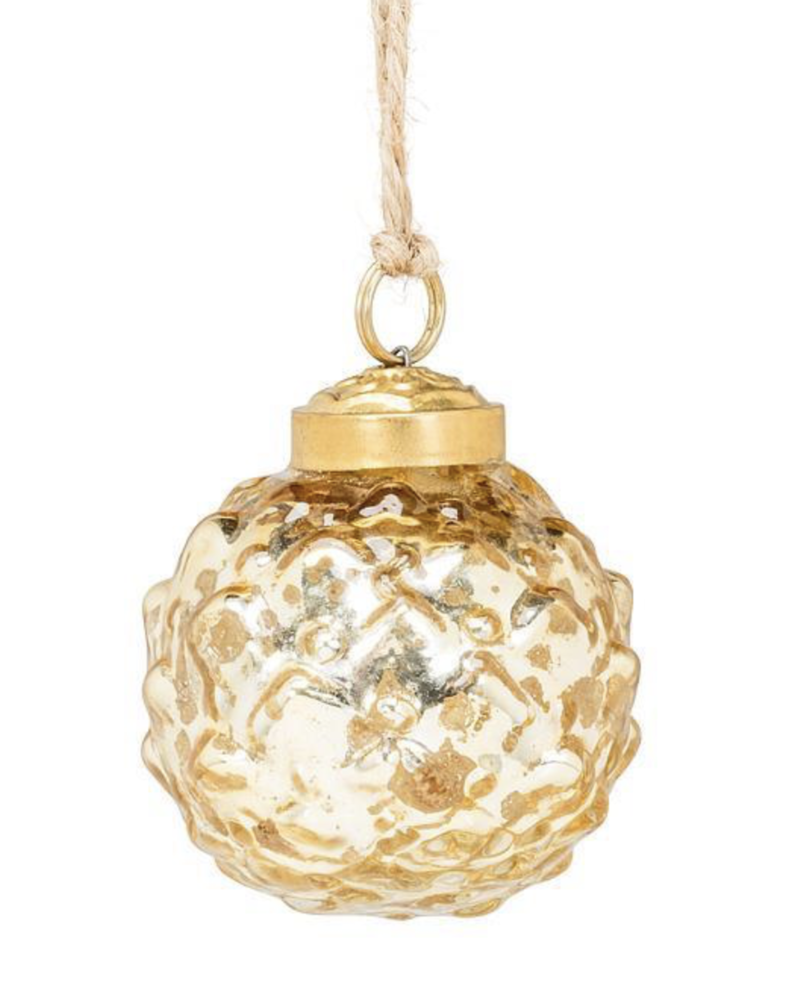 Gold Glass Emboss Ball Ornament