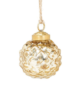 Gold Glass Emboss Ball Ornament