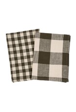 Gingham Check Tea Towels, Set/2 Olive