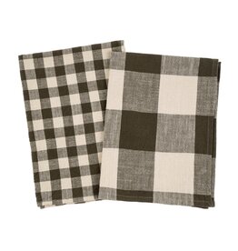 Gingham Check Tea Towels, Set/2 Olive