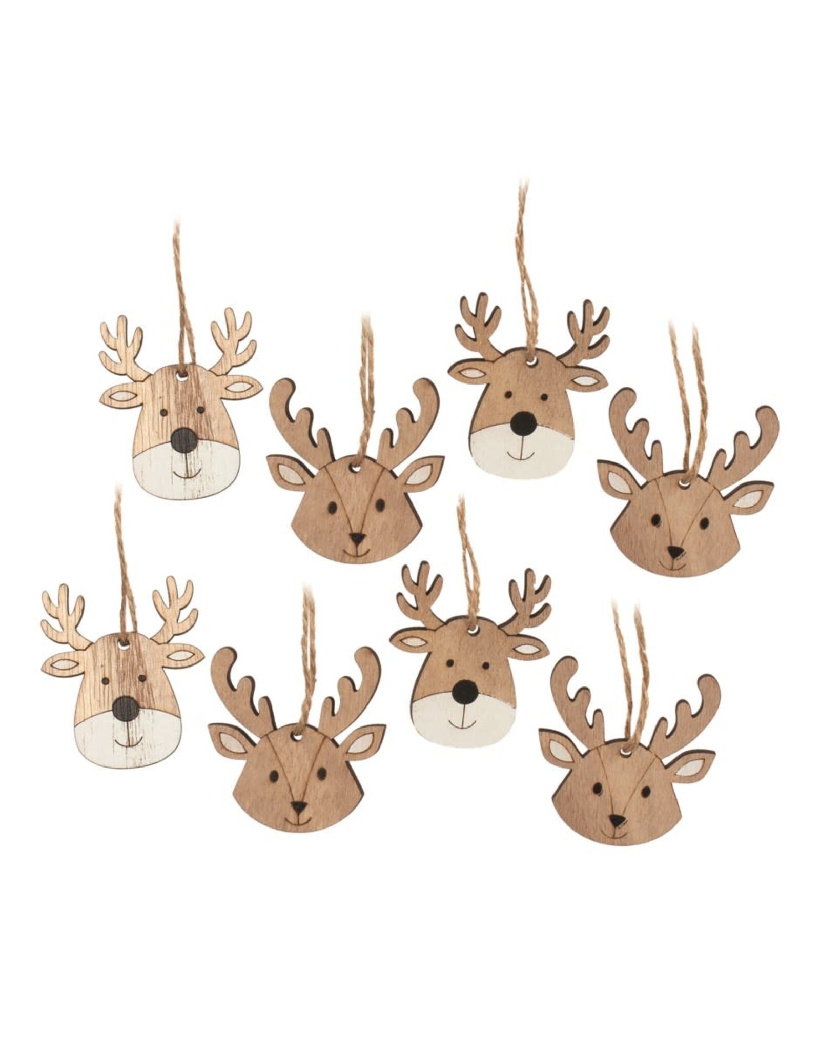 Deer Face Ornaments - Set of 8