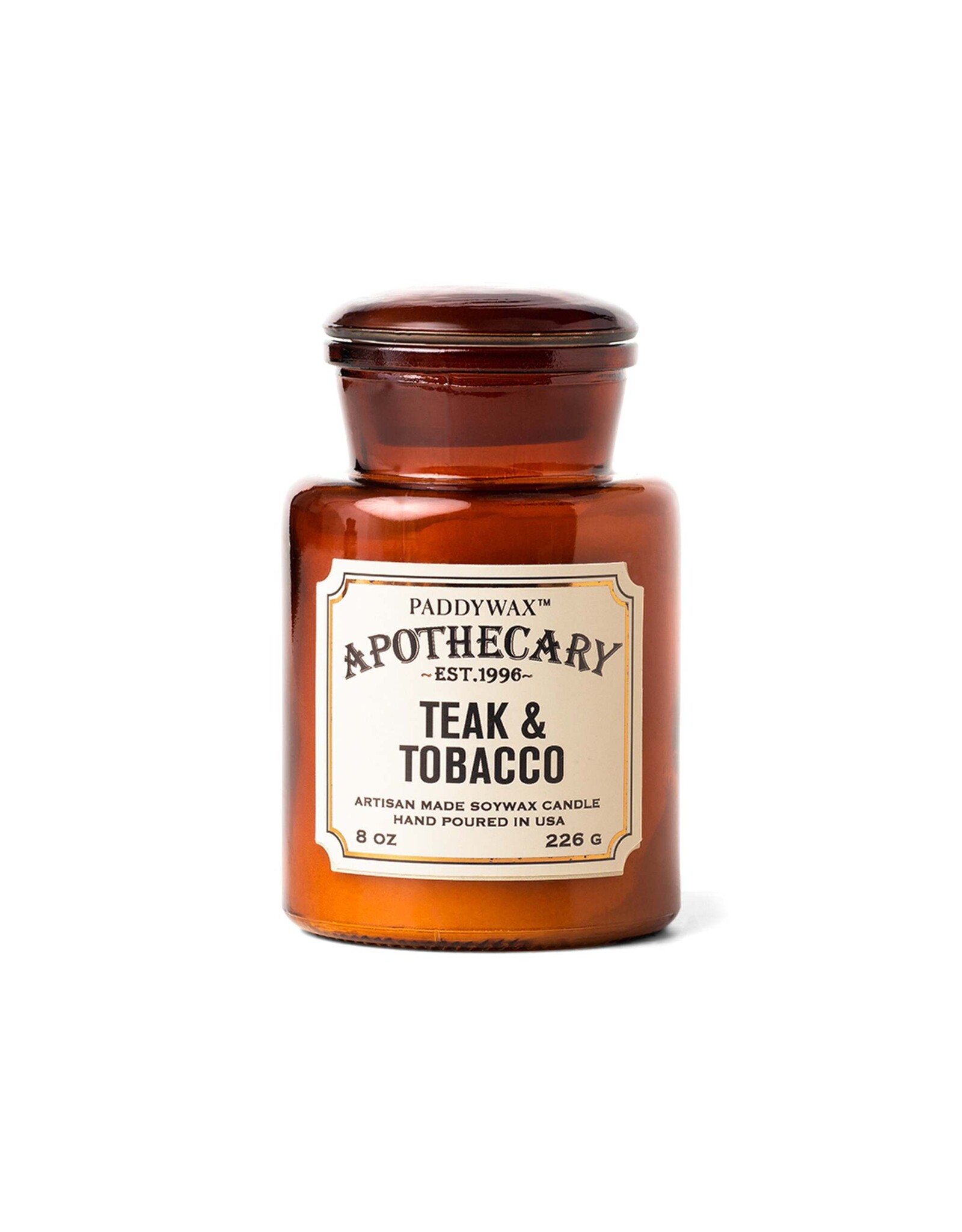 Teak & Tobacco - Amber Glass Apothecary Candle