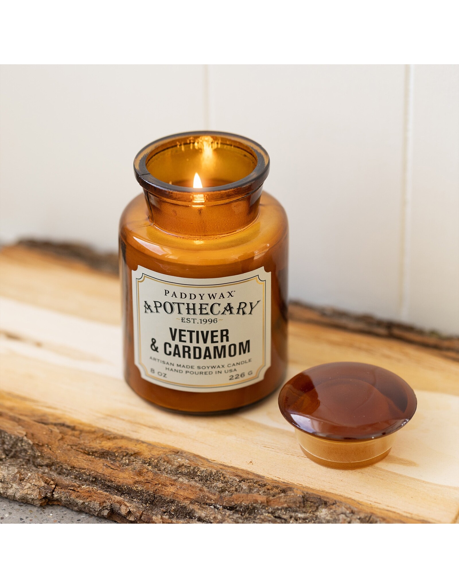Vetiver & Cardamom - Amber Glass Apothecary Candle