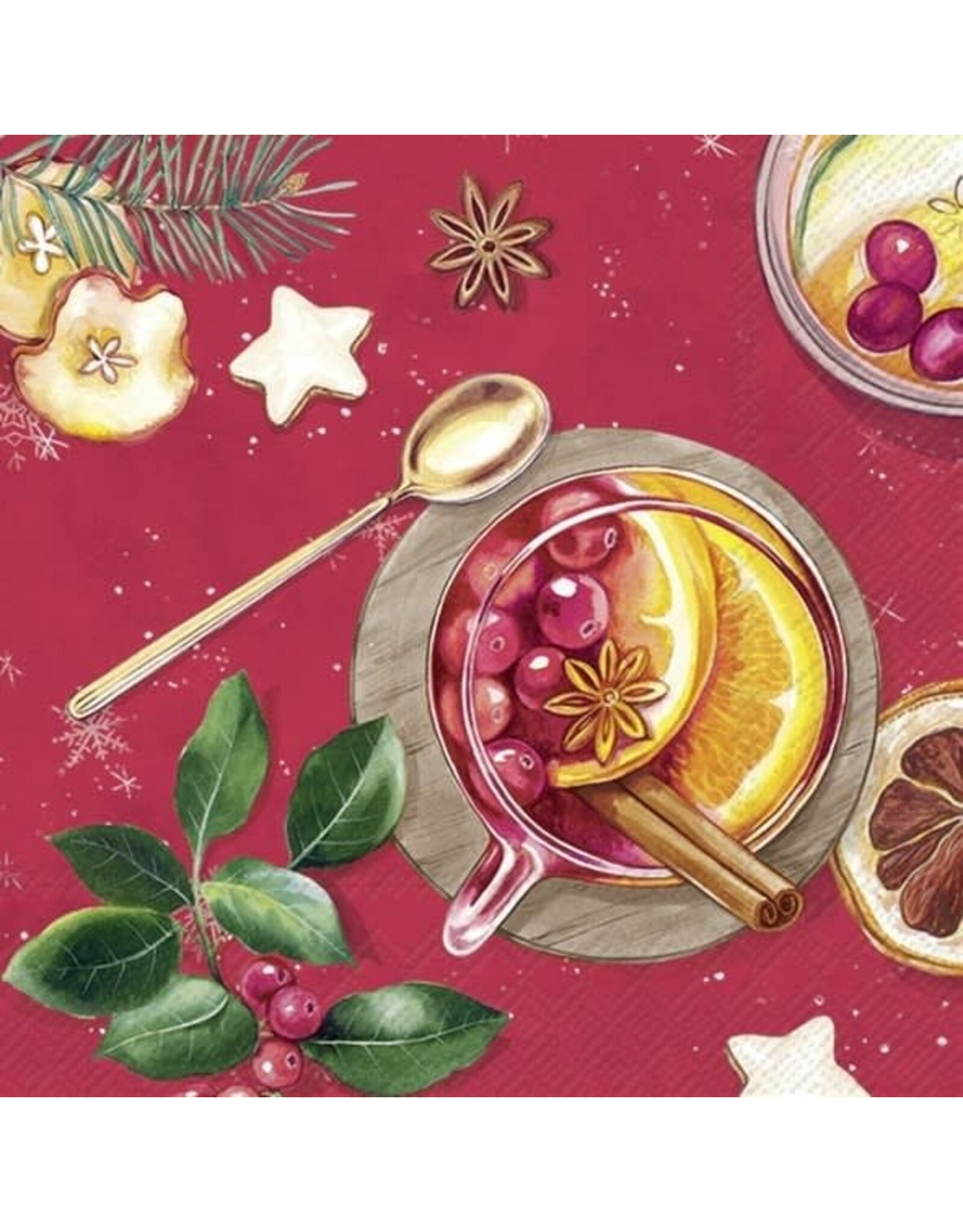 Cocktail Napkin - Mulled Wine-Red