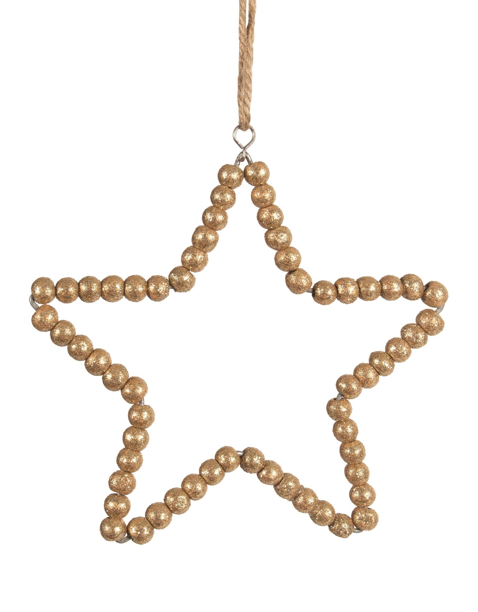 Gold Wooden Bead Star - 5"