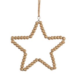 Gold Wooden Bead Star - 5"