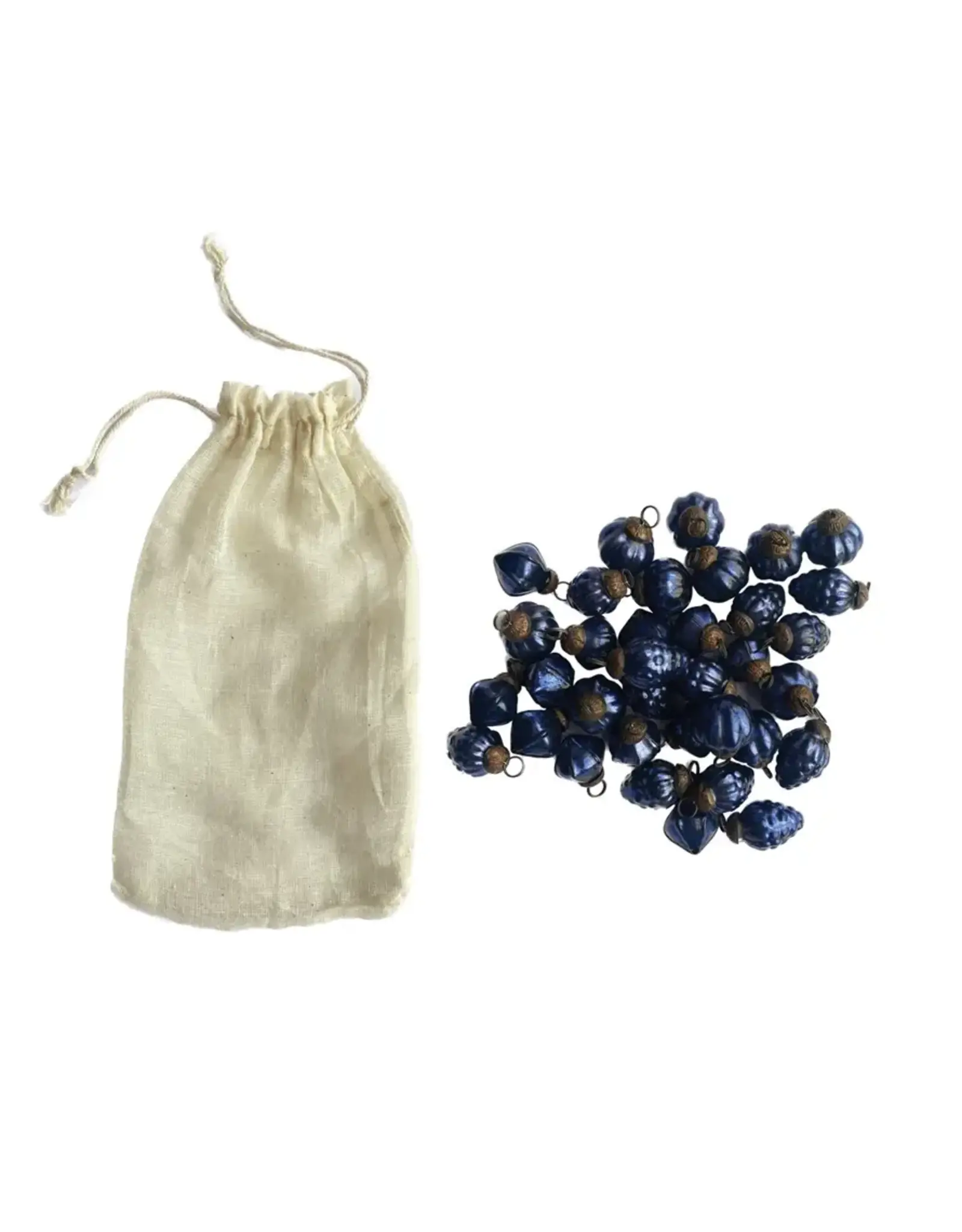 Embossed Recycled Mercury Glass Ornaments/Blue