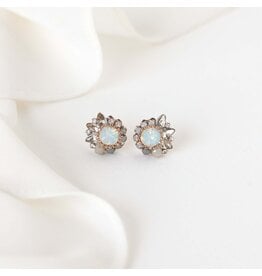 Amelia Crystal Post Earrings - White Opal