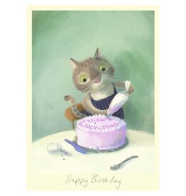 Birthday - Happy Birthday Cat w Cake