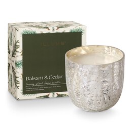 Illume Large Crackle Glass Candle - Balsam & Cedar