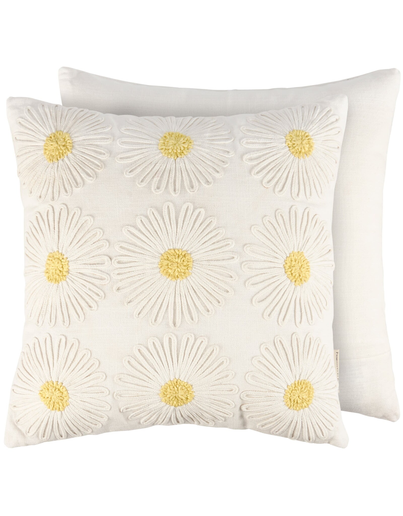 Pillow w Crocheted Daisies