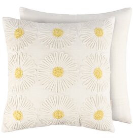 Pillow w Crocheted Daisies