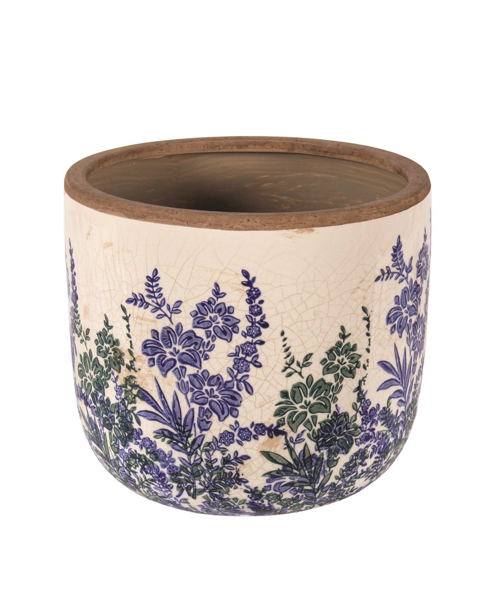 Blue & Green Floral Pot - 8"
