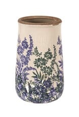 Blue & Green Floral Vase - 9"