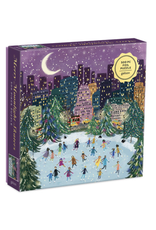 Merry Moonlight Skaters with Gold Foil - 500 Piece Puzzle