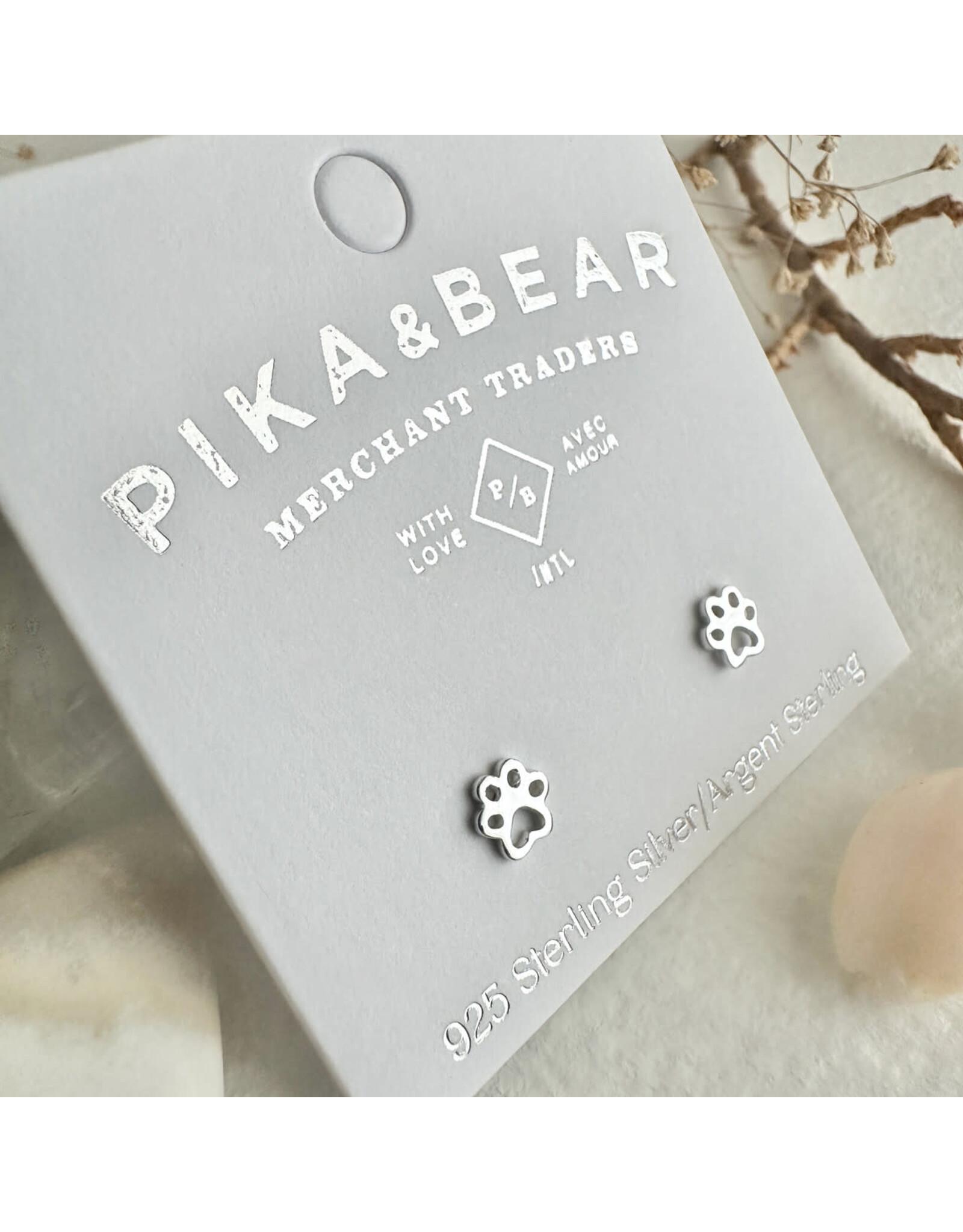 Pika & Bear Estelle Tiny Paws Stud Earrings - Sterling Silver