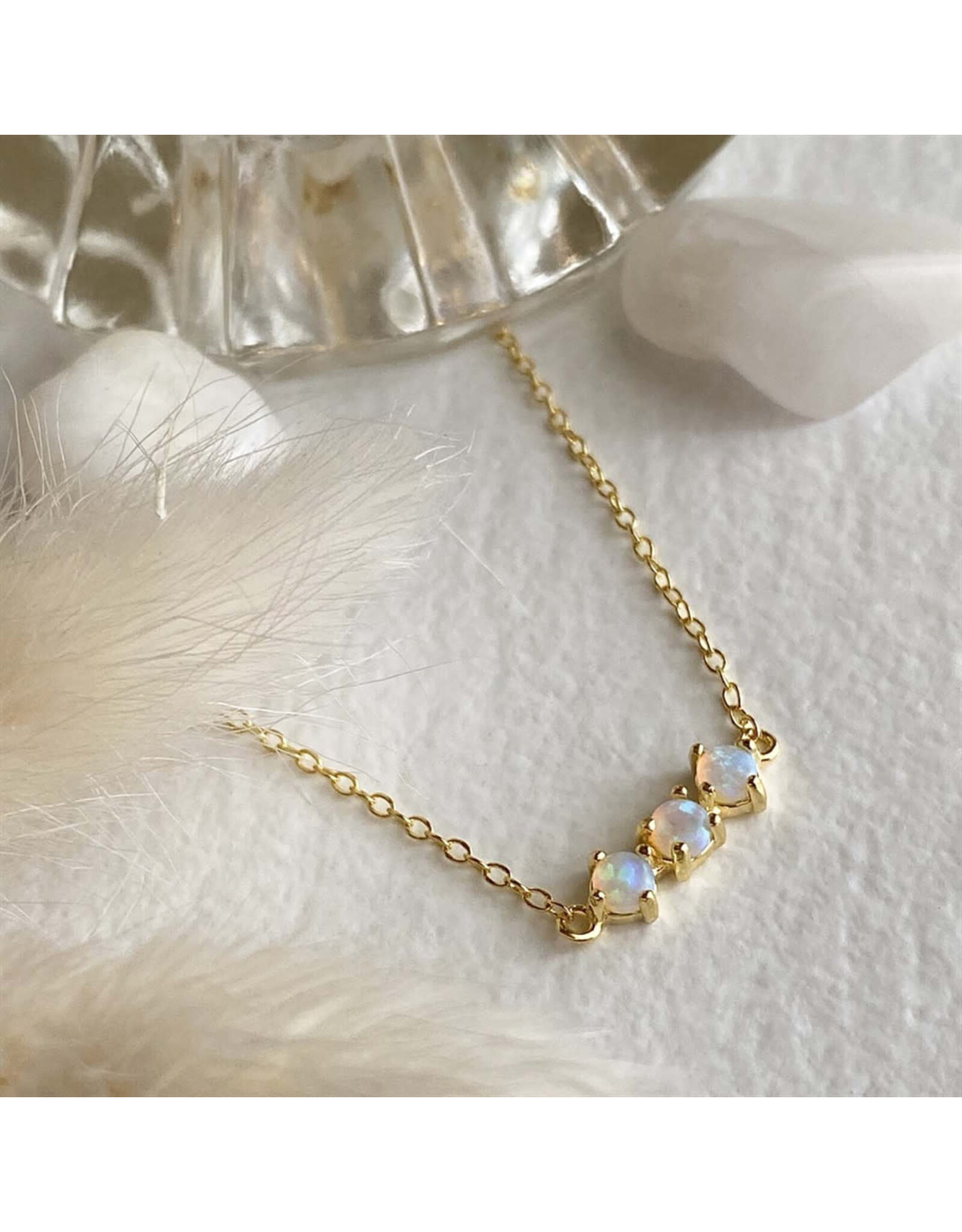 Pika & Bear Three Sisters Triple Fire Opal Pendant Necklace - Gold