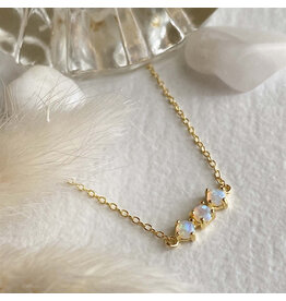 Pika & Bear Three Sisters Triple Fire Opal Pendant Necklace - Gold