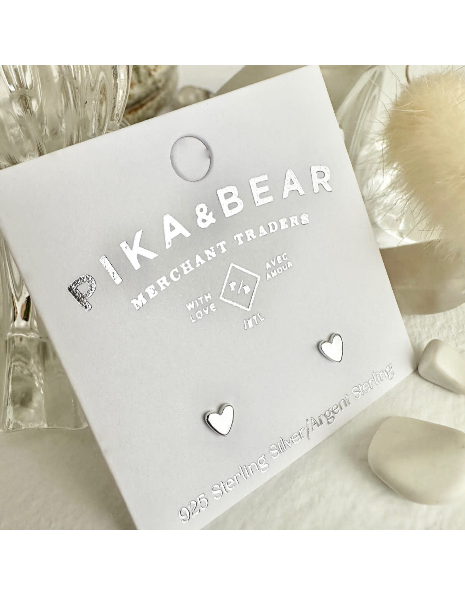 Pika & Bear Inima Tiny Heart Stud Earrings - Sterling Silver