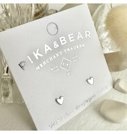 Pika & Bear Inima Tiny Heart Stud Earrings - Sterling Silver