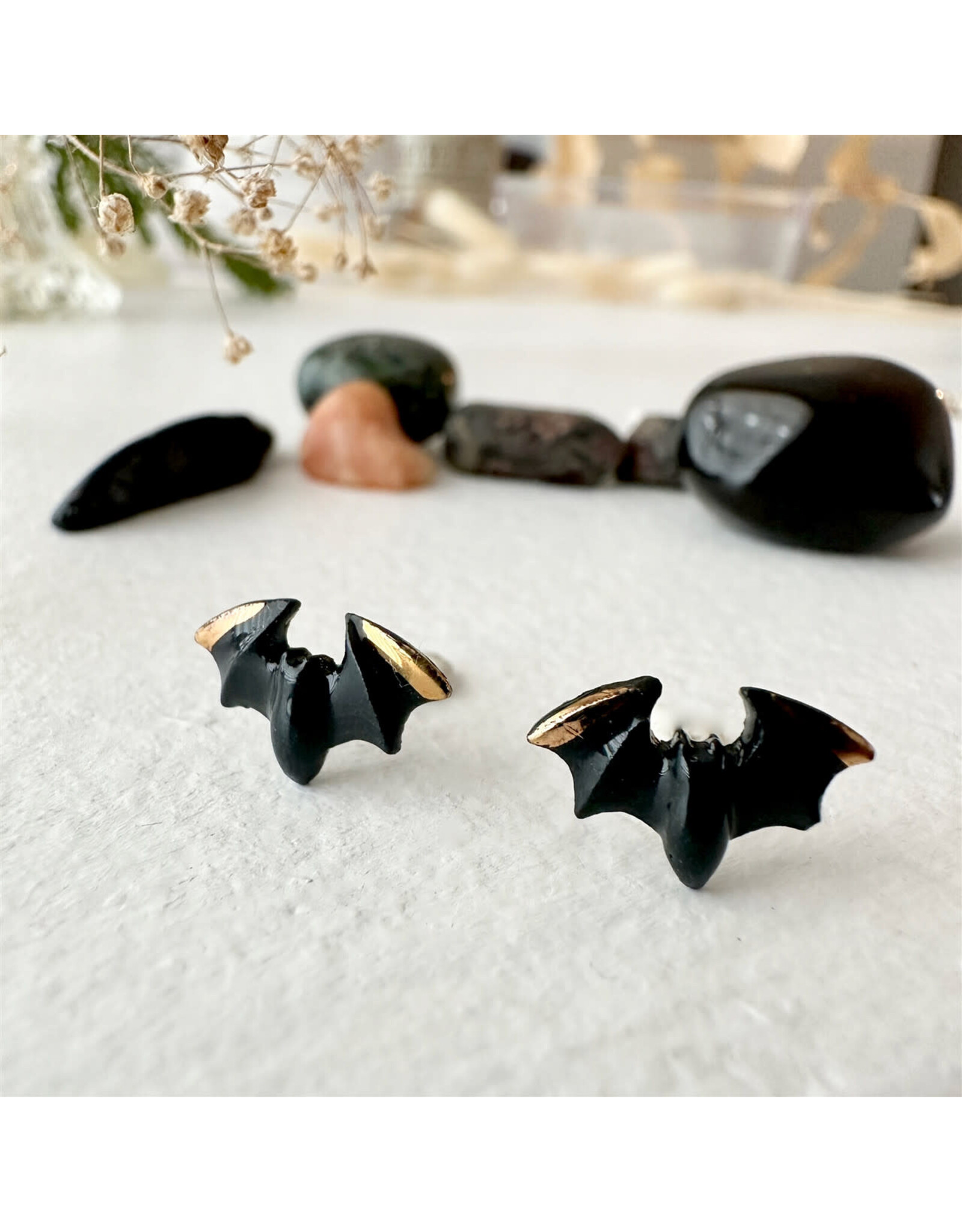 Pika & Bear Lugosi Porcelain Bat Stud Earrings