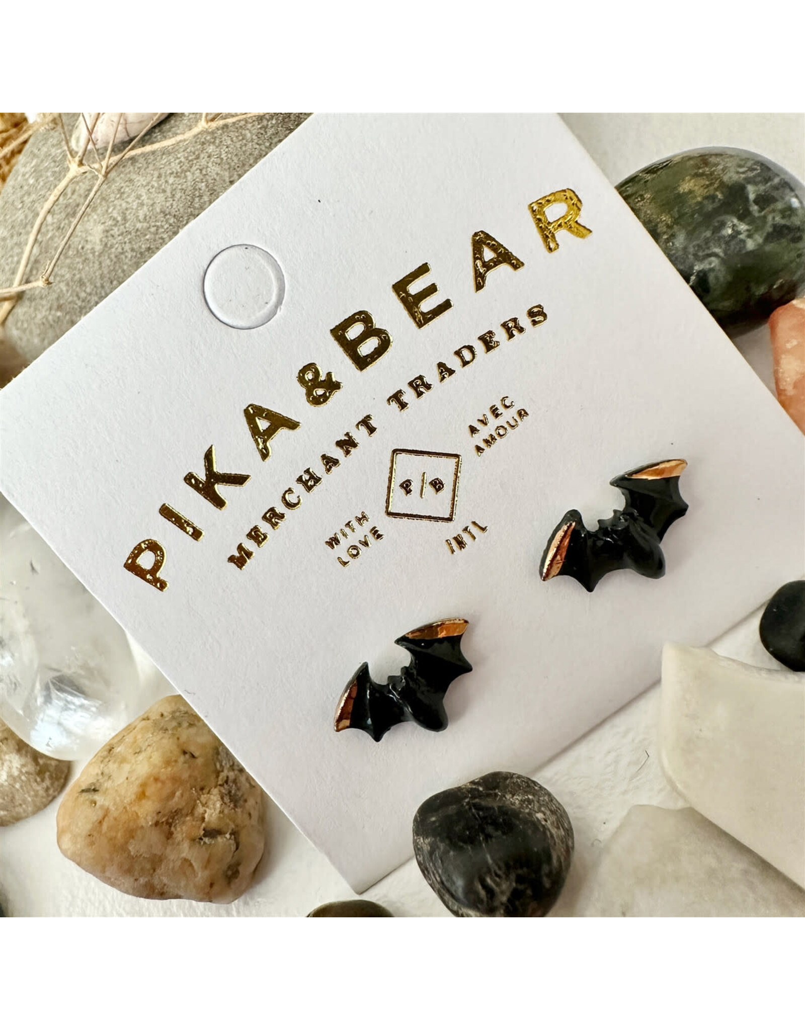 Pika & Bear Lugosi Porcelain Bat Stud Earrings