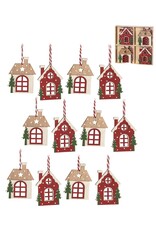 Wood House Ornament Set/12