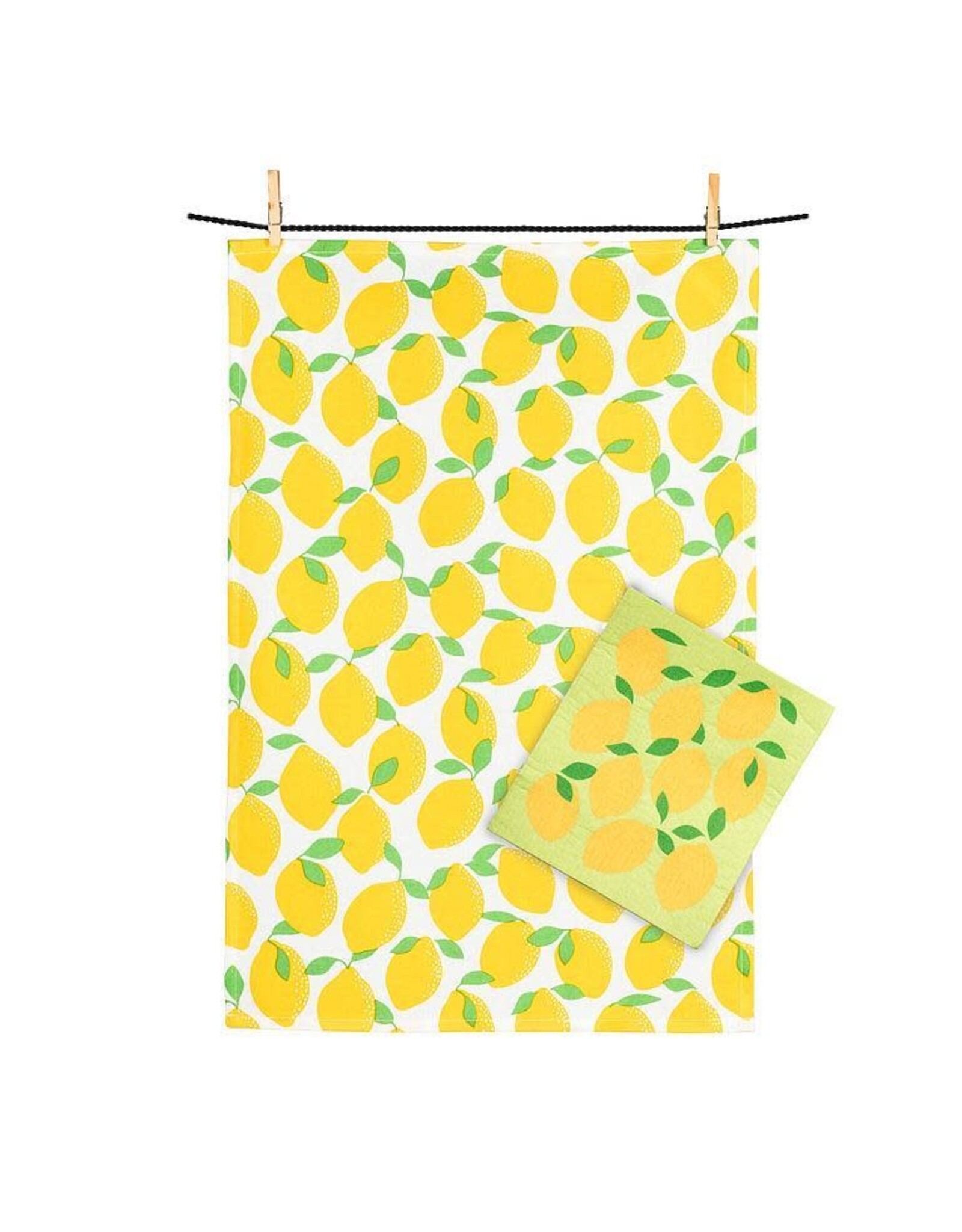 Lemons Swedish Dishcloth and Tea Towel Set