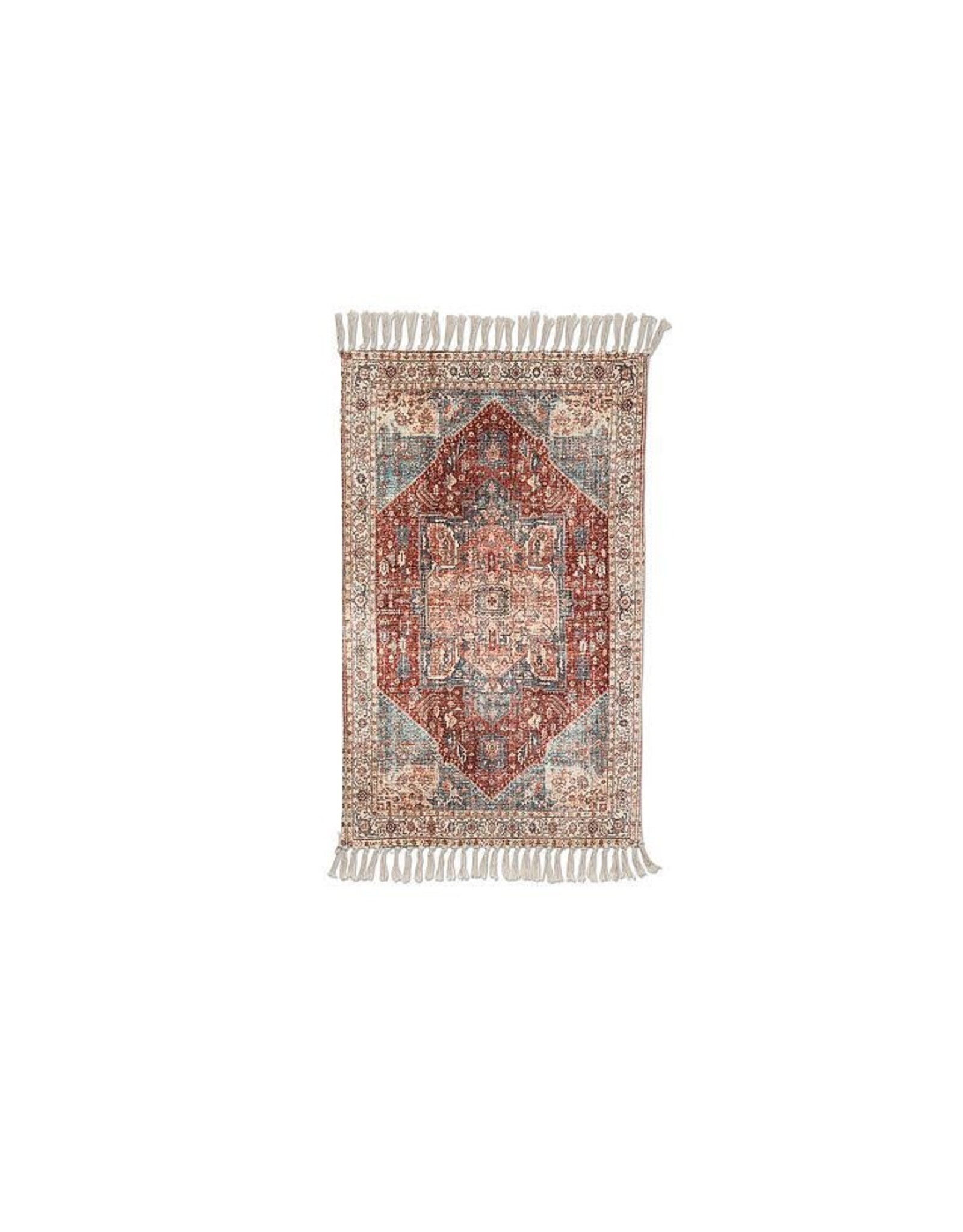 Blue & Burgundy Printed Floor Rug 2x3