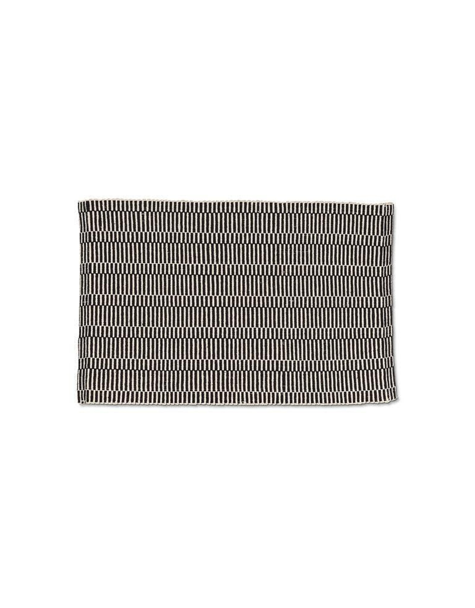 Short Stripe Woven Mat 1.5 x 2.5 - Black&Ivory