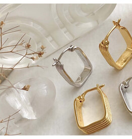 Pika & Bear Tuscan 10mm Textured Rectangle Hoop Earrings