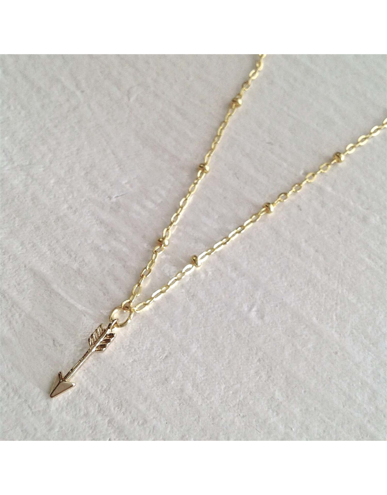 Pika & Bear Bullseye Tiny Arrow Charm Necklace - Gold