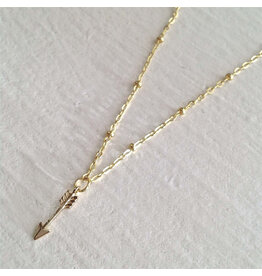 Pika & Bear Bullseye Tiny Arrow Charm Necklace - Gold