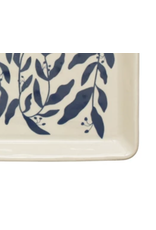 Stoneware Plates w/ Botanicals - Blue&Cream -