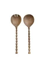 Mango Wood Salad Servers With Carved Handles