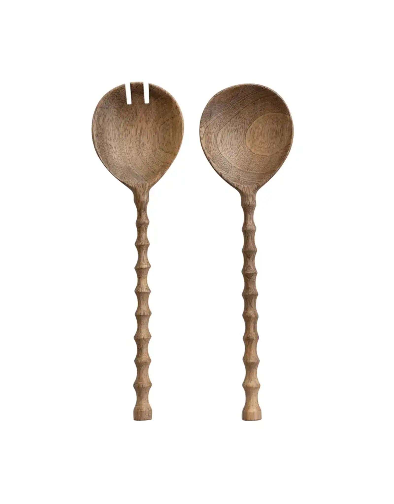 Mango Wood Salad Servers With Carved Handles