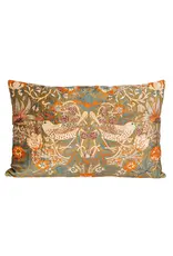 Velvet Strawberry Thief Lumbar Pillow - 24"L x 16"H