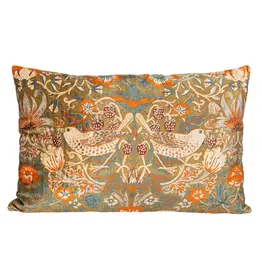 Velvet Strawberry Thief Lumbar Pillow - 24"L x 16"H