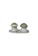 Stoneware Mushroom Salt & Pepper Shakers w/ Tray