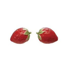 Hand-Painted Strawberry Shaped Salt & Pepper Shakers