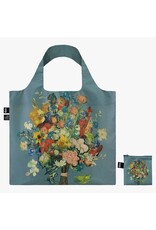 Loqi Packable Tote Bag -  Flower Pattern Blue