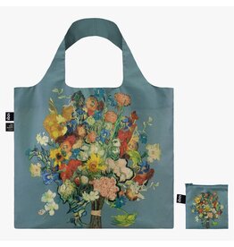 Loqi Packable Tote Bag -  Flower Pattern Blue