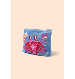 Powder Design Velvet Mini Pouch - Crab - Cornflower