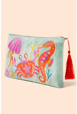 Powder Design Velvet Zip Pouch - Seashore Friends - Aqua