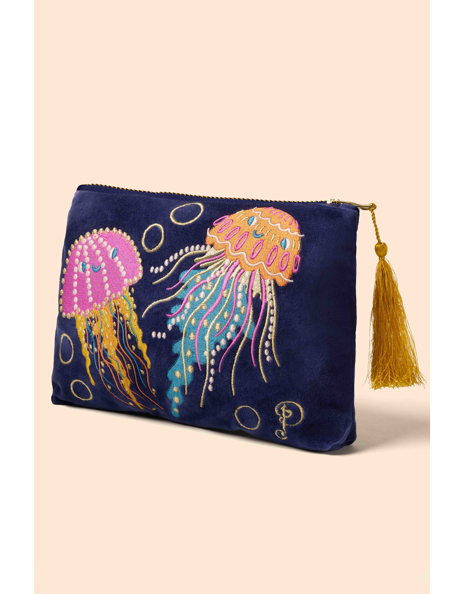 Powder Design Velvet Zip Pouch - Jolly Jellies - Navy