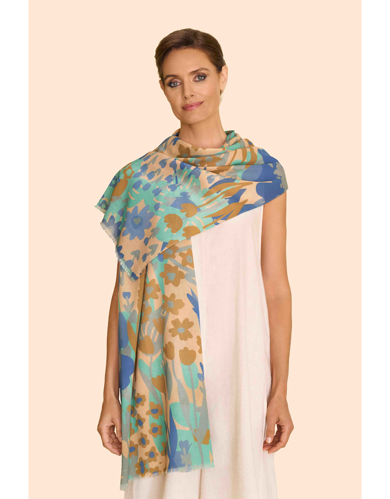 Powder Design Springtime Floral Cotton Scarf - Denim