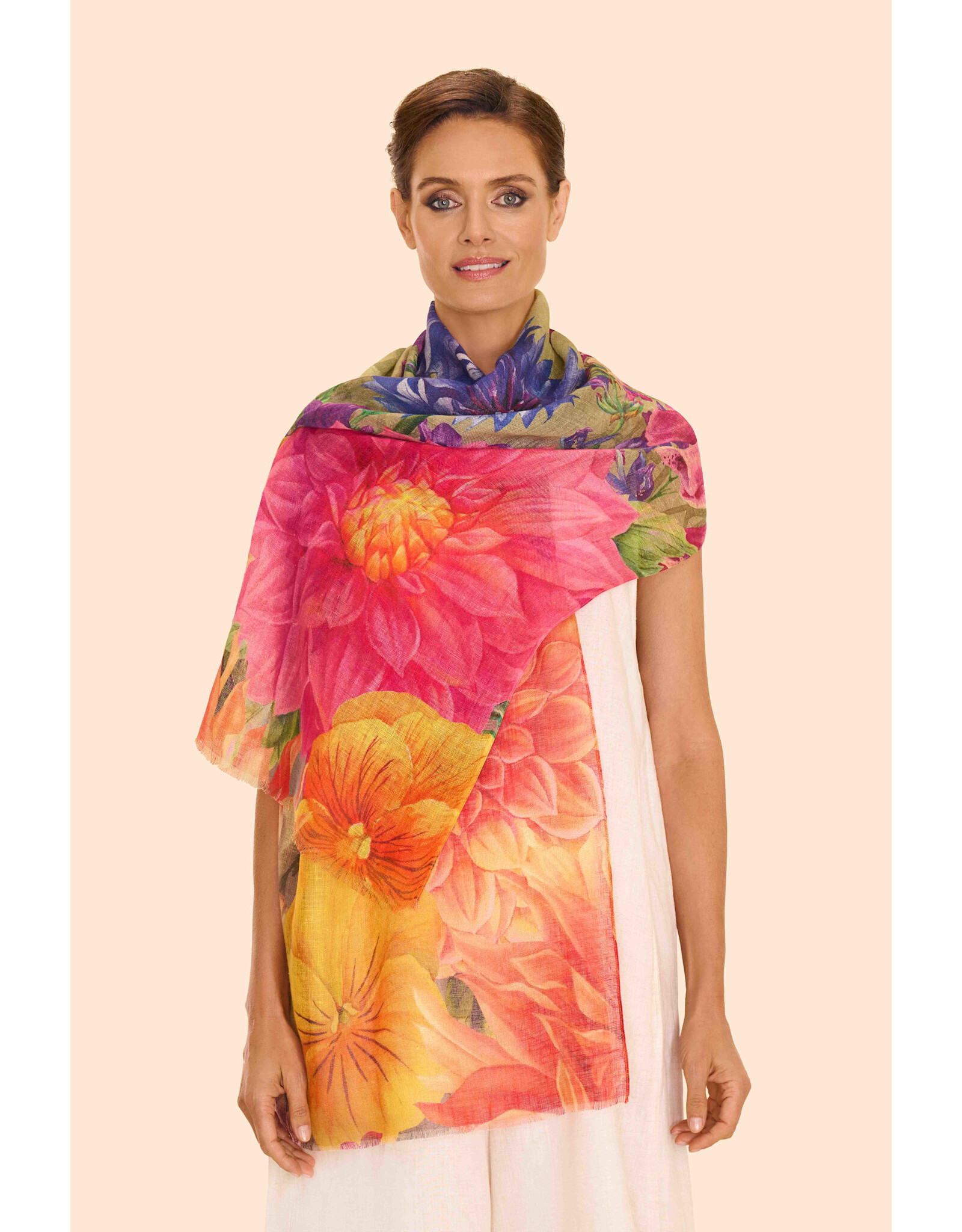 Powder Design Linen/Cotton Scarf - Bountiful Blooms