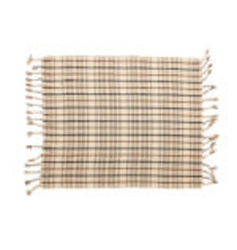 60"L x 50"W Woven Recycled Cotton Blend Throw-Brown