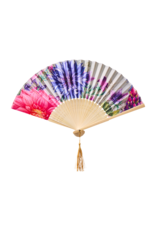 Powder Design Bountiful Blooms Polyester Satin Hand Fan