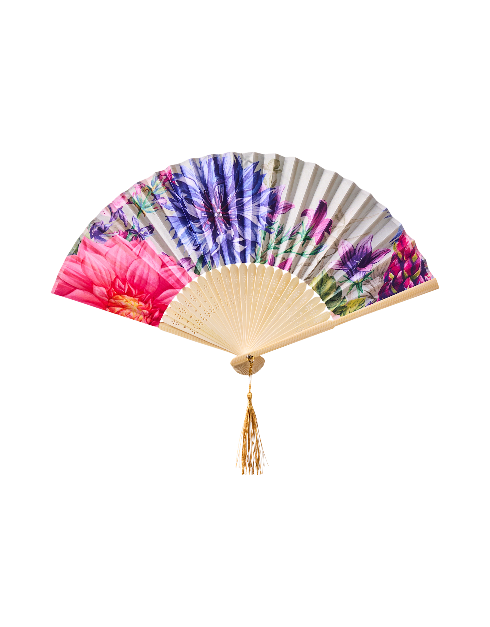 Powder Design Bountiful Blooms Polyester Satin Hand Fan